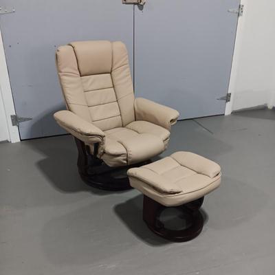 RECLINING LEATHER CHAIR WITH OTTOMAN