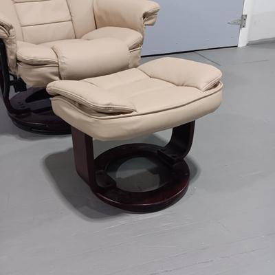 RECLINING LEATHER CHAIR WITH OTTOMAN