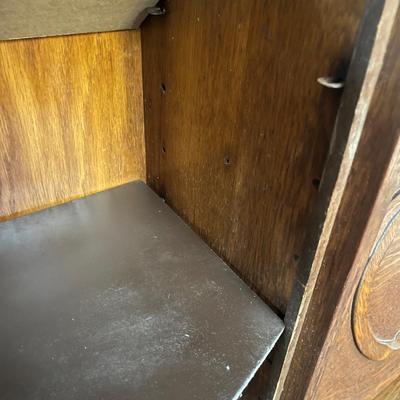 Oak Secretary With Curved Glass Cabinet (DR-MG)