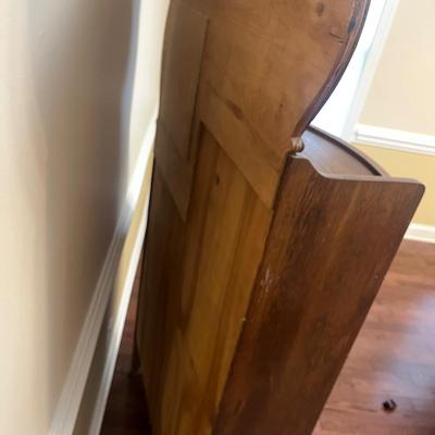Oak Secretary With Curved Glass Cabinet (DR-MG)