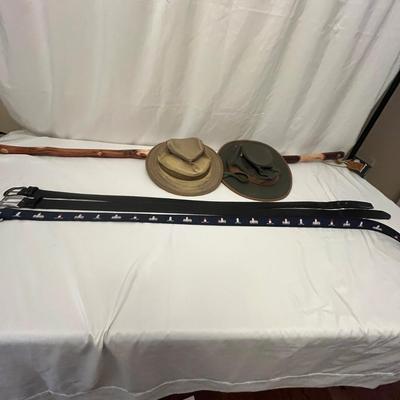 Brazos Hickory Walking Stick, Tilley Hats and Three Belts (DR-MG)