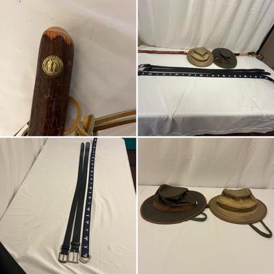 Brazos Hickory Walking Stick, Tilley Hats and Three Belts (DR-MG)