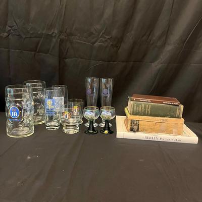 German Glass Beer Steins, Glasses & Books (O-MG)