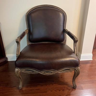 Bernhardt Leather & Wood Framed Armchair (O-MG)
