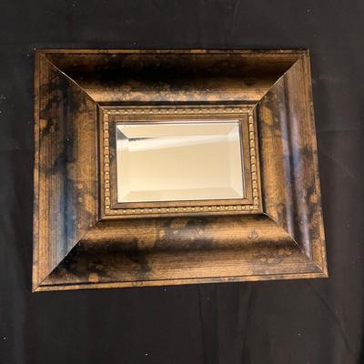 Two Wooden Framed Beveled Glass Mirrors & Quartz Wall Clipboard clock (O-MG)