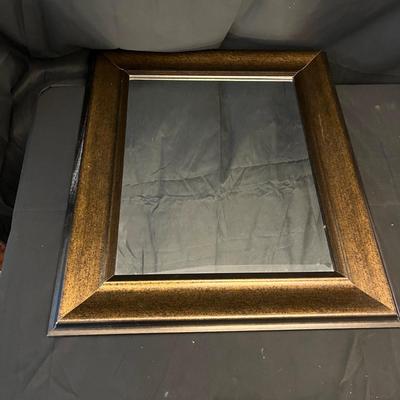 Two Wooden Framed Beveled Glass Mirrors & Quartz Wall Clipboard clock (O-MG)