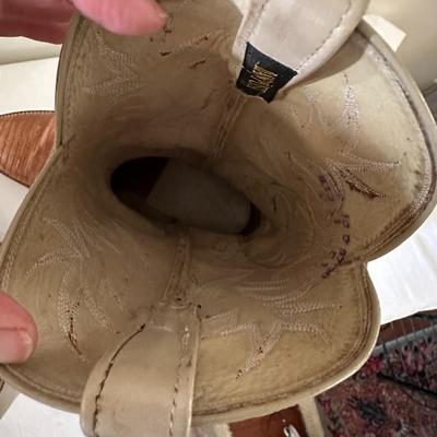Vintage Dan Post Western Beige Lizard Cowboy Boots Size 10D #6838 (B3)