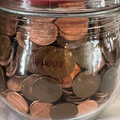 3 Jars of Glass Pennies & Rollers (K)