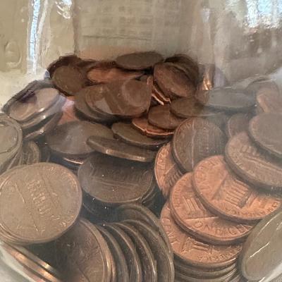 3 Jars of Glass Pennies & Rollers (K)
