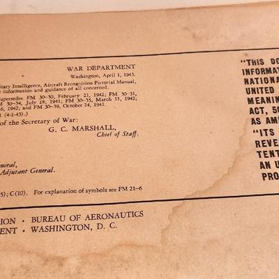 Lot #128 1943 War Department Enemy Aircraft Recognition Manual