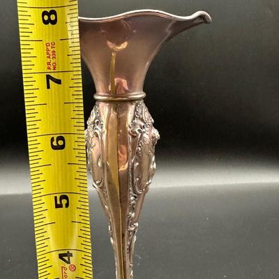 Sterling Silver Repoussé Bud Vase with Cherub Design, M.S. Cooler