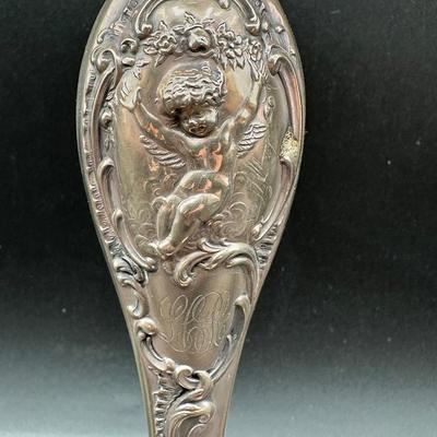 Sterling Silver Repoussé Bud Vase with Cherub Design, M.S. Cooler