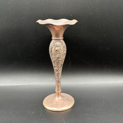 Sterling Silver Repoussé Bud Vase with Cherub Design, M.S. Cooler