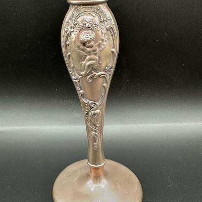 Sterling Silver Repoussé Bud Vase with Cherub Design, M.S. Cooler