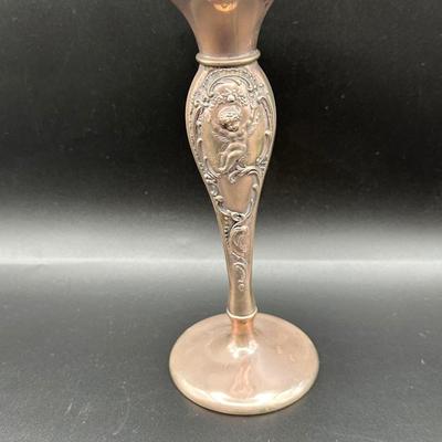 Sterling Silver Repoussé Bud Vase with Cherub Design, M.S. Cooler