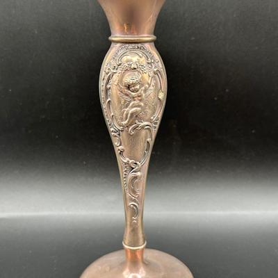 Sterling Silver Repoussé Bud Vase with Cherub Design, M.S. Cooler