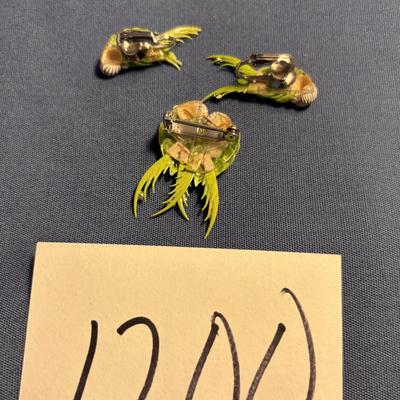 Parrot Clip Earrings and Pin