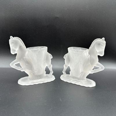Vintage Satin Glass Horse Figurines