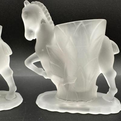 Vintage Satin Glass Horse Figurines