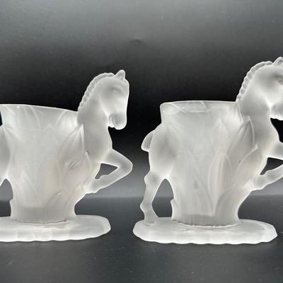 Vintage Satin Glass Horse Figurines