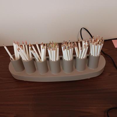 ARTIST'S COLORED PENCILS, ORGANIZER AND A VERY NICE ELECTRIC PENCIL SHARPENER