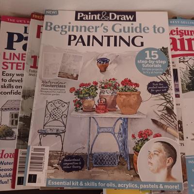 ART SUPPLIES AND 2 DIFFERENT ARTISTS MAGAZINES