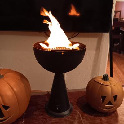 FAUX FLAME TORCH AND 2 FAUX JACK O LANTERNS