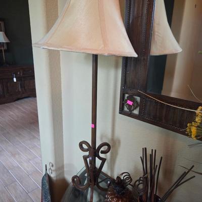Sale Photo Thumbnail #65: Glass Entry table - 30” tall, 15” deep, 35” wide
Mirror - 29 3/4” x 22”
Plants
Vase
Art