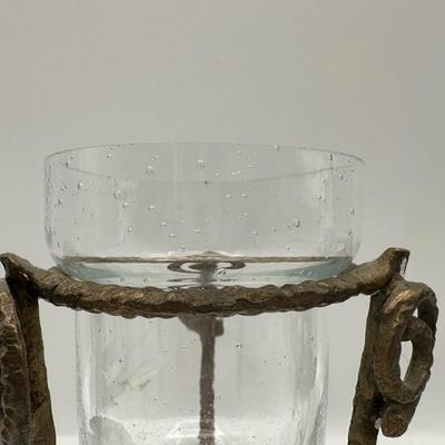 Pair of Hand-Blown Glass Vessels with Stands