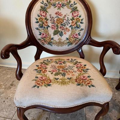 Pair of Vintage Carved Wood Armchairs