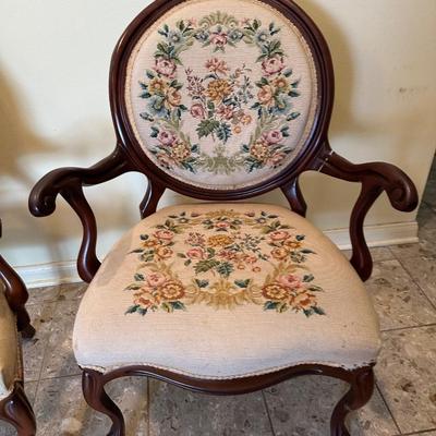 Pair of Vintage Carved Wood Armchairs