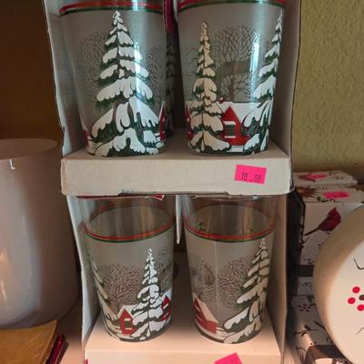 Sale Photo Thumbnail #92: Christmas decor
Dishes
Placemats
Serving pieces
3 poinsettia glass ornaments 

Table & shelves not included
