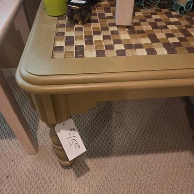 Sale Photo Thumbnail #126: Misc decor & greenery
Tile table - 25x30, 22” tall
Table 2 - 14x14, 19 1/2” tall
Table 3 - 19 1/4”x14 1/4”, 21” tall