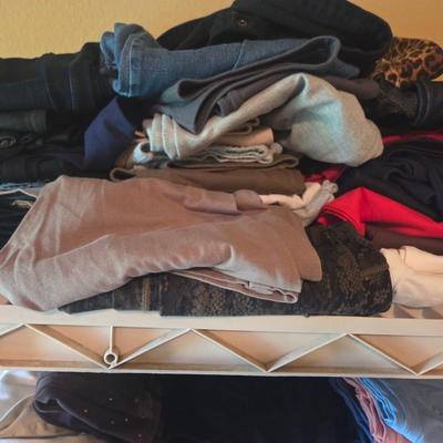 Sale Photo Thumbnail #149: Small to Large
Gloves
Winter scarves
Jeans
Capricorn
Leggings
Camisole
Tank tops
Pj’s
Socks
Men’s tshirt
Socks
Shorts
Over door shoe holder

Shelves & baskets not included