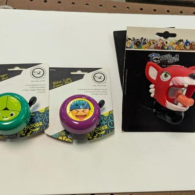 Red Cat Head Handle Bar Bell & Sunlite Emoji Bell