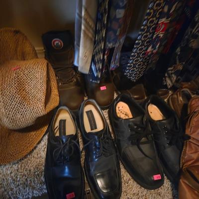 Sale Photo Thumbnail #237: Suits
Dress pants 36x30
Long sleeve shirts
Short sleeve shirts
Ties
Shoes - size 10 Nunn Bush shoes are brand new

Shelf not included