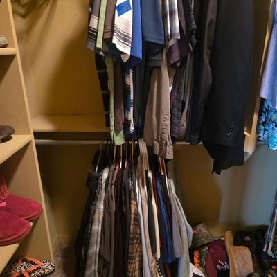 Sale Photo Thumbnail #232: Suits
Dress pants 36x30
Long sleeve shirts
Short sleeve shirts
Ties
Shoes - size 10 Nunn Bush shoes are brand new

Shelf not included