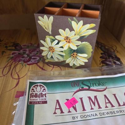 Sale Photo Thumbnail #303: Table 
Craft painting
Clay books
Paint brush or pencil holder
Organizer
