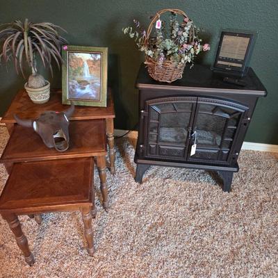 Sale Photo Thumbnail #345: Duraflame heater - 24x28, 12 1/2” deep
Set of 3 nesting tables
Lighted picture
Accu-rite weather radio