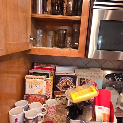 Sale Photo Thumbnail #369: Cookbooks 
Coffee cups 
Glasses