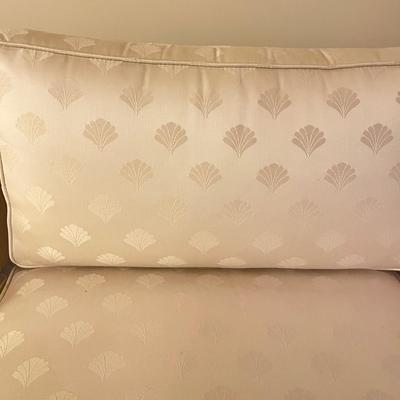 Ivory Colored Satin W/ Shell Motif Sofa (LR-MG)