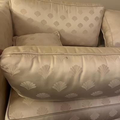 Ivory Colored Satin W/ Shell Motif Sofa (LR-MG)