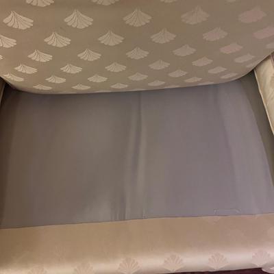 Ivory Colored Satin W/ Shell Motif Sofa (LR-MG)