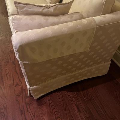 Ivory Colored Satin W/ Shell Motif Sofa (LR-MG)