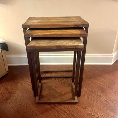 Pottery Barn “Granger” Wood & Metal Nesting Tables (LR-MG)
