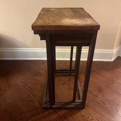 Pottery Barn “Granger” Wood & Metal Nesting Tables (LR-MG)