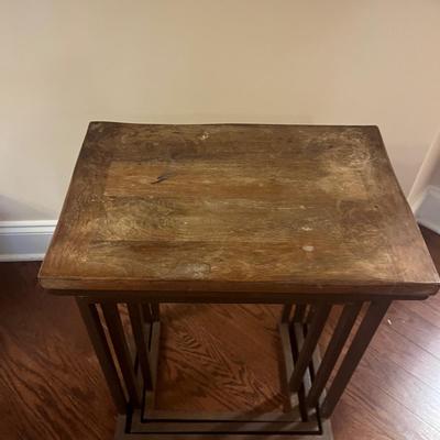 Pottery Barn “Granger” Wood & Metal Nesting Tables (LR-MG)