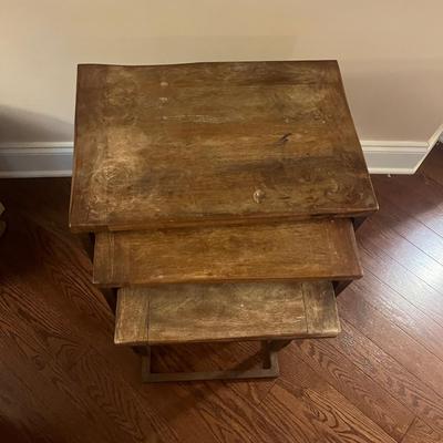 Pottery Barn “Granger” Wood & Metal Nesting Tables (LR-MG)