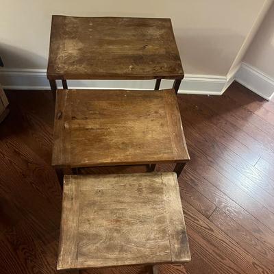 Pottery Barn “Granger” Wood & Metal Nesting Tables (LR-MG)