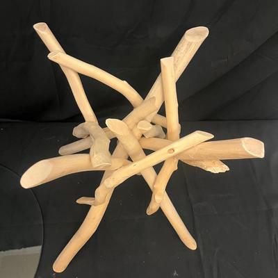 Branch Wood Side Table with Glass Top (LR-MG)